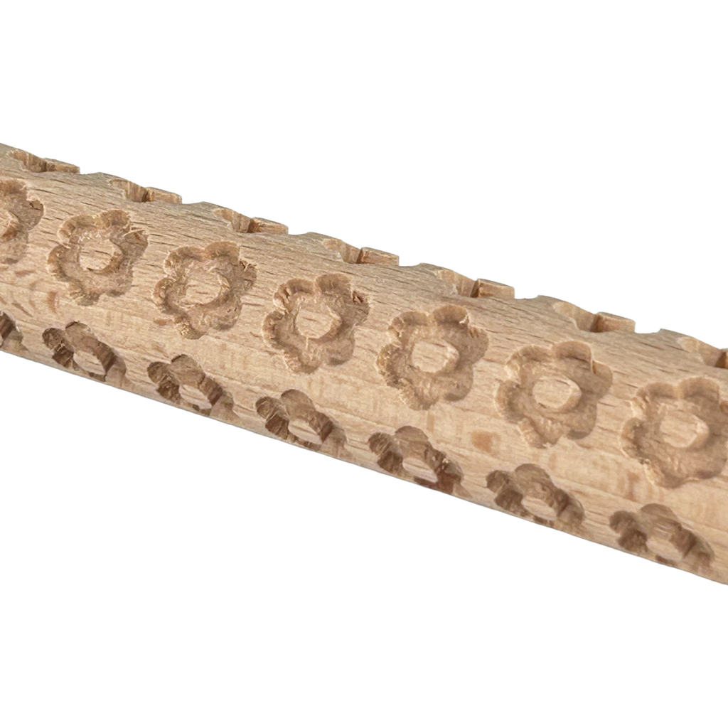 Roller de Madera con Textura Flores 15cm