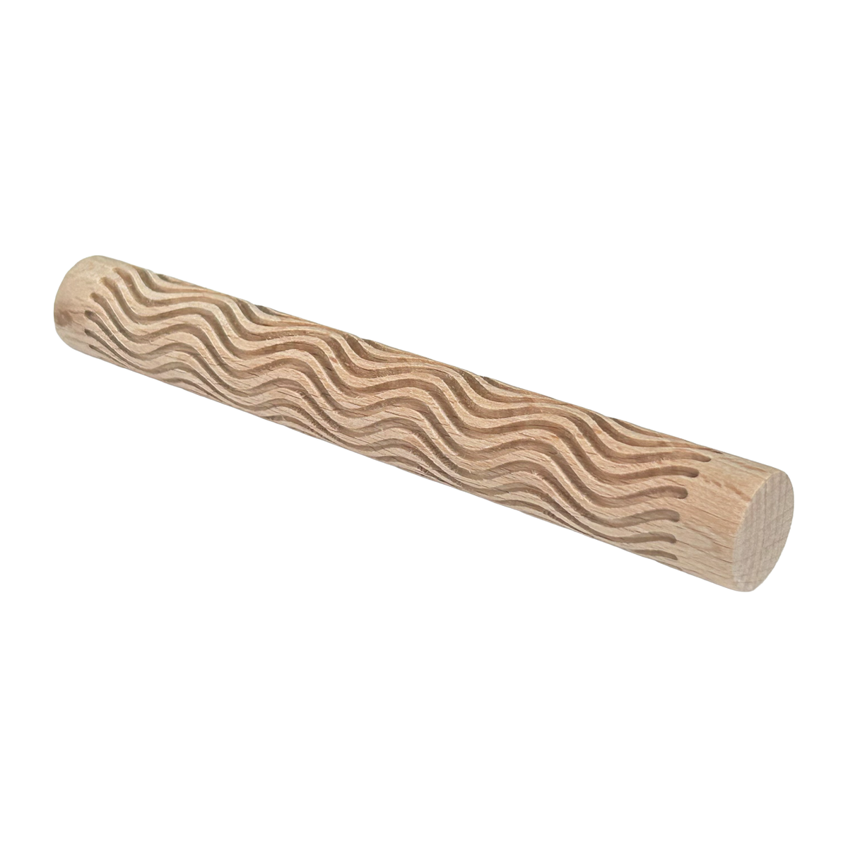 Rodillo de Madera con Textura Ondas 15cm